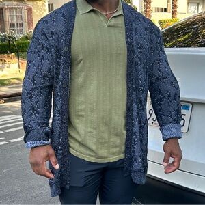 John Varvatos Navy Patterned Jacket